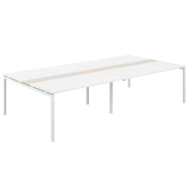 SG.286.WH.44.WH.OL / Стол переговорный комбинированный 3200х1638х750 МК40х40 / профиль: 40х40 белый; столешница: белый, вставка светлый дуб