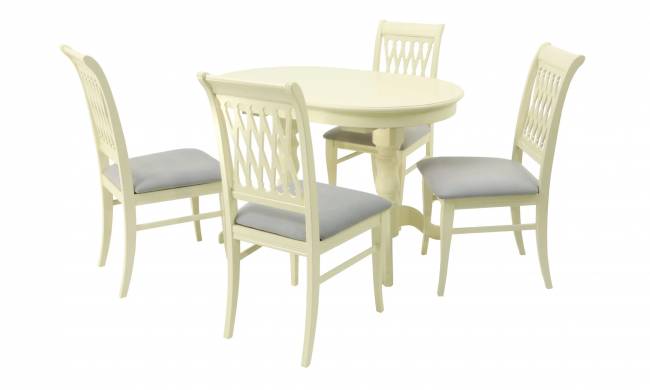 Обеденная группа стол Бизе со стульями Рич,слоновая кость, серый Обеденная группа стол Бизе со стульями Рич,слоновая кость, серый