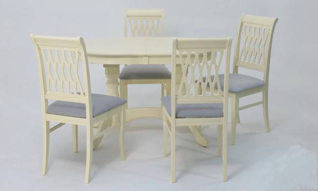 Обеденная группа стол Бизе со стульями Рич,слоновая кость, серый Обеденная группа стол Бизе со стульями Рич,слоновая кость, серый