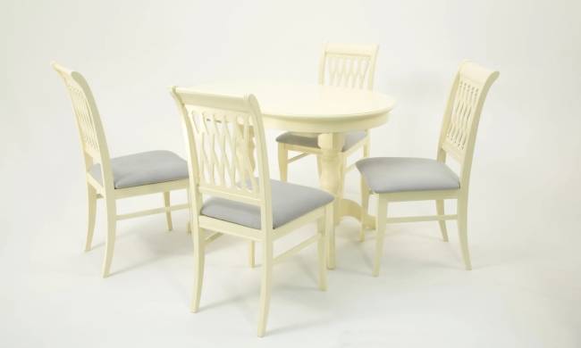 Обеденная группа стол Бизе со стульями Рич,слоновая кость, серый Обеденная группа стол Бизе со стульями Рич,слоновая кость, серый