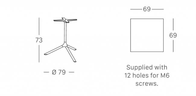 Стол ламинированный обеденный Tripe Maxi антрацит, светло-серый 700х700х740 мм