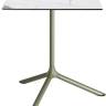 Стол ламинированный обеденный складной Tripe Maxi Folding оливковый, белый мрамор Каррара 700х700х740 мм