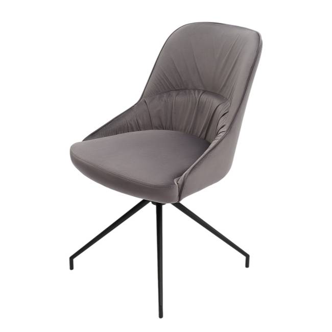 Кресло Этна серое, поворотное, черный металл