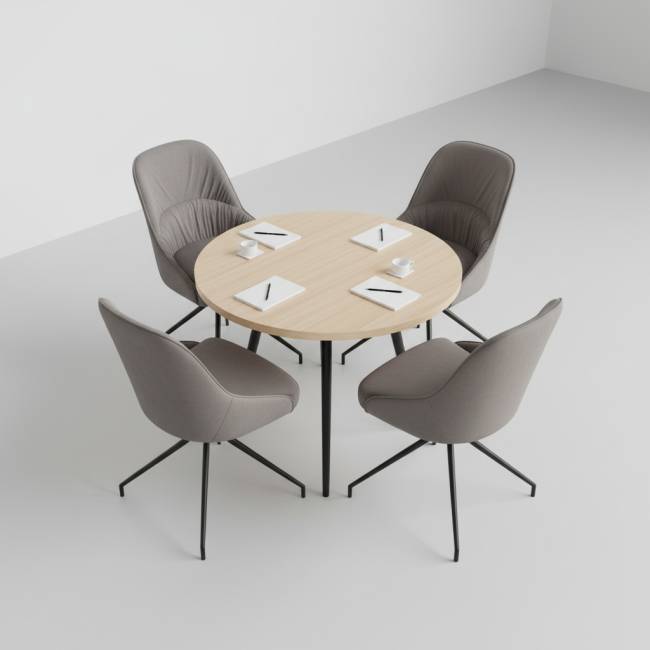 Кресло Этна серое, поворотное, черный металл