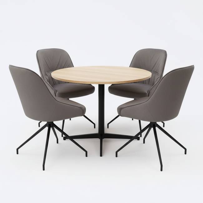 Кресло Этна серое, поворотное, черный металл