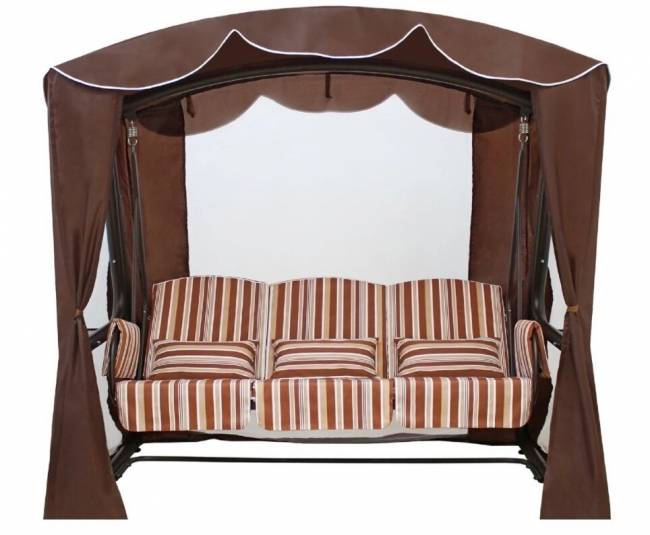 Садовые качели трехместные "Элит Люкс", шоколад