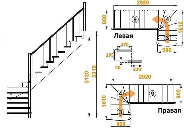 Деревянная лестница К-001м/6 Деревянная лестница К-001м/6