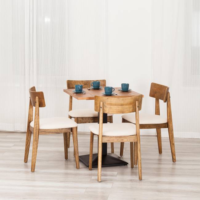 Стол Рагнарок/Ragnarok дерево вяз/железная опора, 70х70х76см, груша №3/черный груша №3/черная опора дерево вяз/железная опора