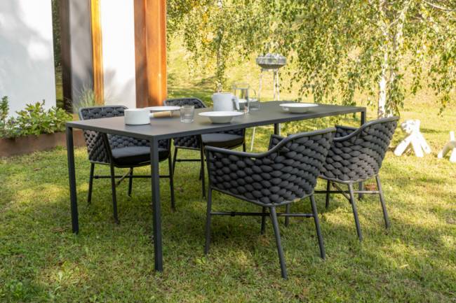 Кресло плетеное с подушкой Panama черный, темно-серый, черный 610х570х790 мм