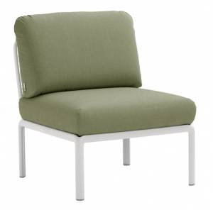 Модуль центральный пластиковый с подушками Komodo Elemento Centrale белый, джунгли 720х780х880 мм