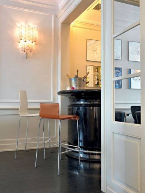 Стул пластиковый барный Icon-B хромированный, черный 520х520х1170 мм