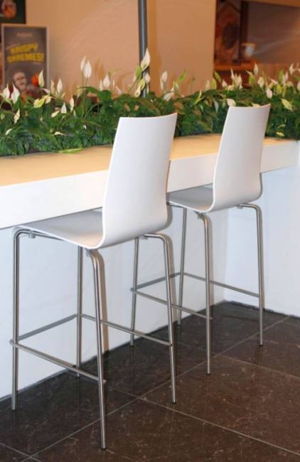 Стул пластиковый барный Icon-B хромированный, черный 520х520х1170 мм