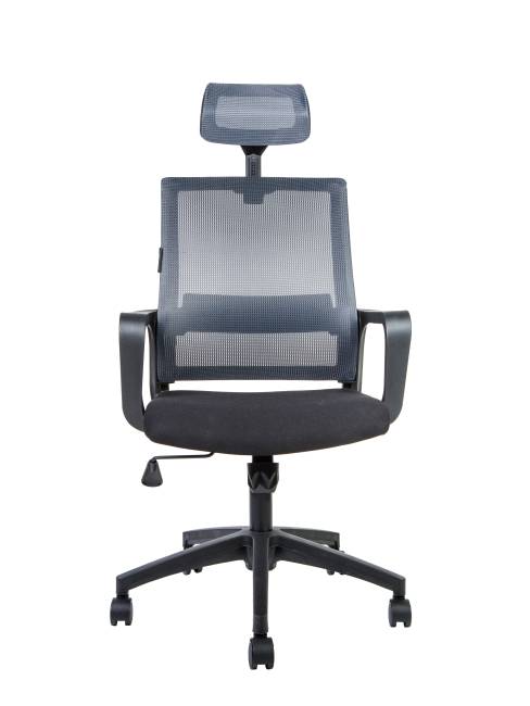 Кресло офисное / Бит / черный пластик / темно серая сетка / черная ткань