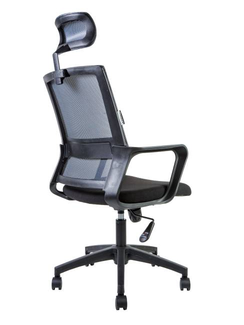 Кресло офисное / Бит / черный пластик / темно серая сетка / черная ткань