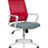Кресло офисное / Бит LB / белый пластик / красная сетка / темно серая ткань
