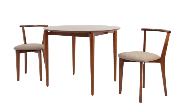 Стол Pawook К 100 орех со стульями Франк ПМ орех/бежевая рогожка
