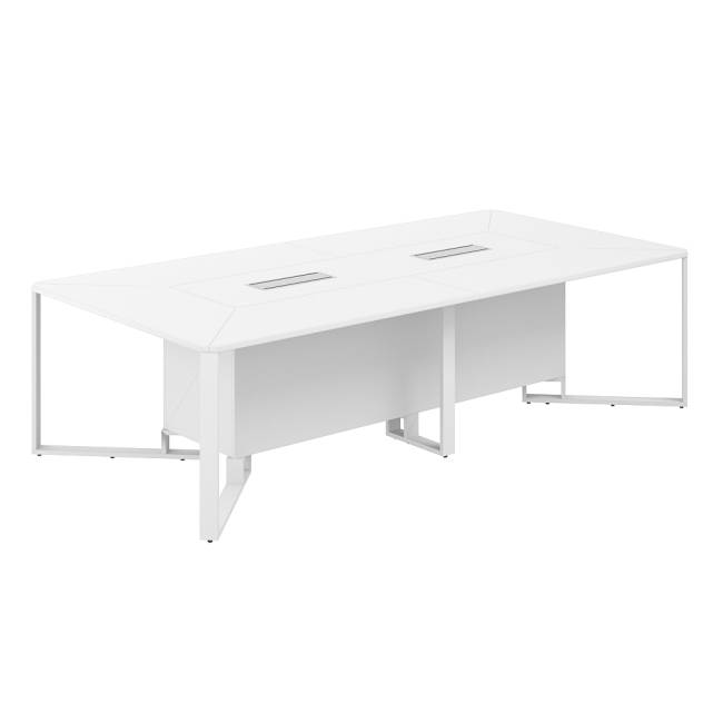 SP.0102.WH.WH.WH / Стол переговорный 2800х1400х750 / столешница:белый, подстолье:белый, металлокаркас:белый, лючок:белый
