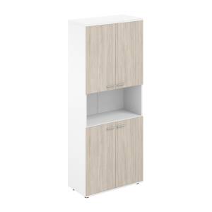 SG.841.WH.OL.OL / Шкаф высокий с нишей 800х400х1955, 4-х дв, з.ст HDF / корпус: белый; фасады: дуб светлый