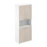 SG.841.WH.OL.OL / Шкаф высокий с нишей 800х400х1955, 4-х дв, з.ст HDF / корпус: белый; фасады: дуб светлый