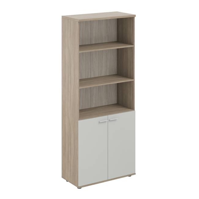 SG.851.OD.SH / Шкаф высокий полуоткрытый 800х400х1955, 2-х дв, з.ст ЛДСП 16 мм / корпус: дуб темный; фасады: серый бархат