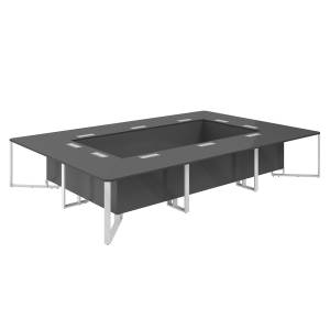 SP.0108.AN.AN.WH / Стол переговорный 4200х2800х750 / столешница:антрацит, подстолье:антрацит, металлокаркас:белый, лючок:серый