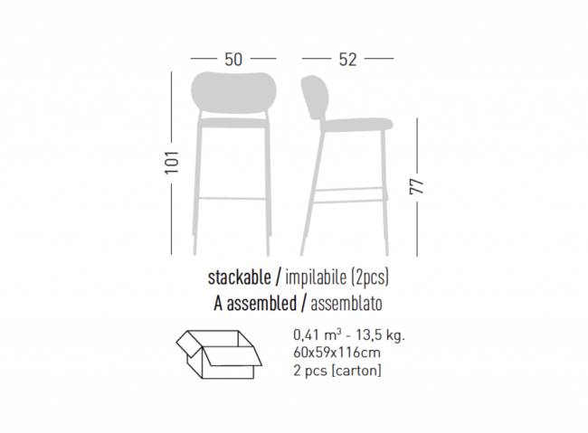 Стул барный с обивкой Nuta Light Stool 77 500х520х1010 мм Стул барный с обивкой Nuta Light Stool 77 500х520х1010 мм