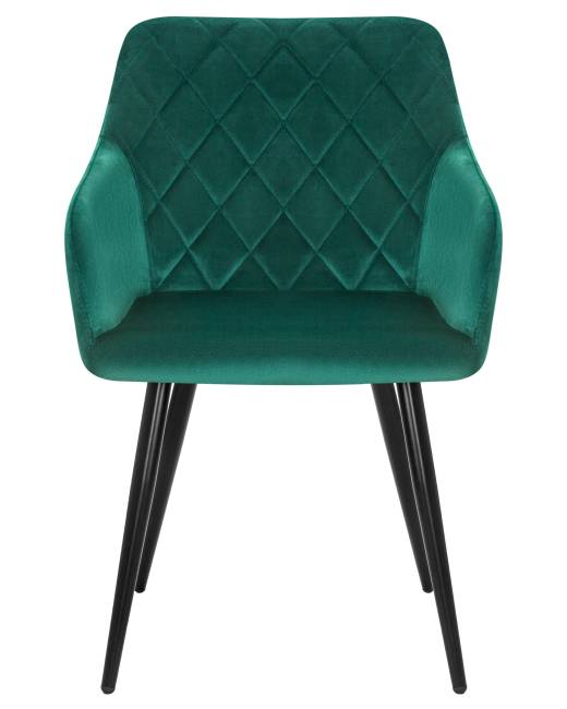 Набор 2 шт Стул обеденный DOBRIN ROBERT, черные матовые ножки, велюр V108-64 Зелёный