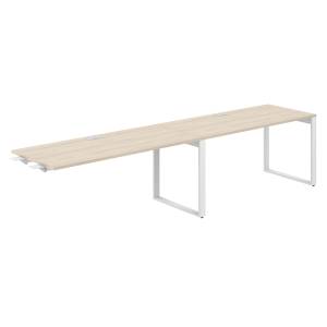 AG.196.AR.L.72.WH / Рабочая станция комбо s-b-s 3200х700х750 / профиль О-образный: 70х20 белый; лючок: серебро; столешница: акация равелло