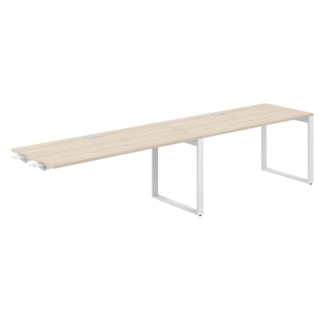 AG.196.AR.L.72.WH / Рабочая станция комбо s-b-s 3200х700х750 / профиль О-образный: 70х20 белый; лючок: серебро; столешница: акация равелло