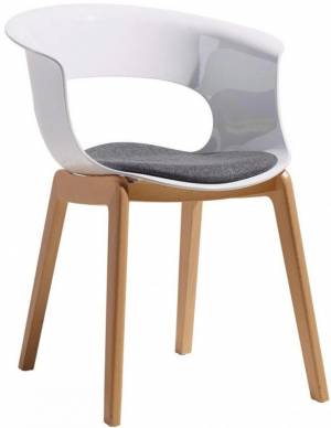 Кресло пластиковое с подушкой Natural Miss B Antishock натуральный бук, белый, серый 580х600х770 мм