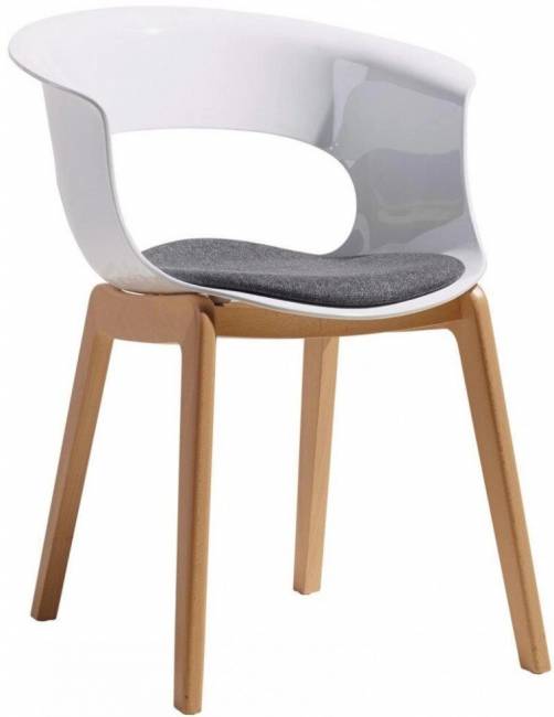 Кресло пластиковое с подушкой Natural Miss B Antishock натуральный бук, белый, серый 580х600х770 мм