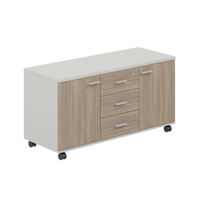 SG.621.SH.OD / Тумба сервисная с 3 ящ. 1204х460х619, с замком, 2 фасадами / корпус: серый бархат; фасады: дуб темный