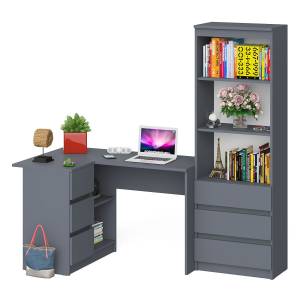 Стеллаж-комод Мори МСТ600 3 ящика и стол угловой компьютерный МС-16 левый цвет графит