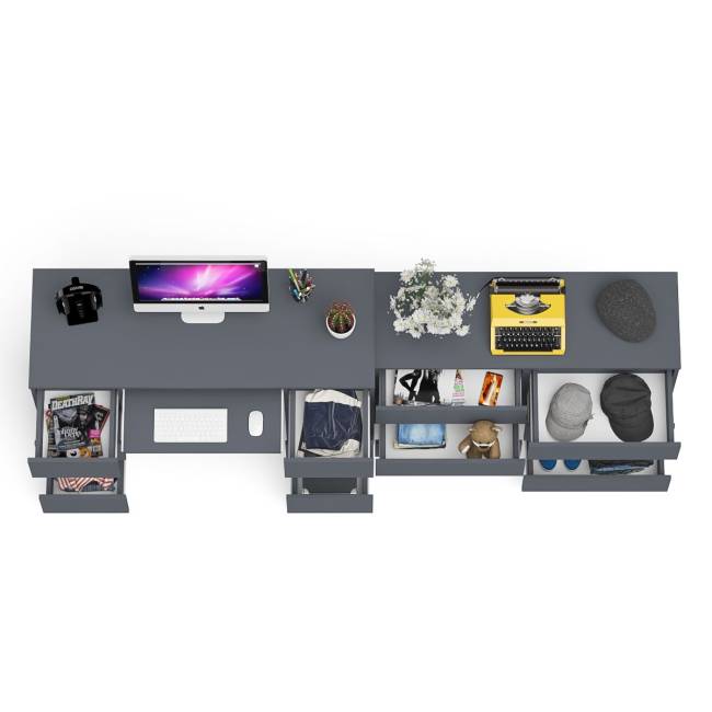 Комод Мори на шесть ящиков МК1200.6 и Стол компьютерный 2-х тумбовый Мори МС-2 цвет графит