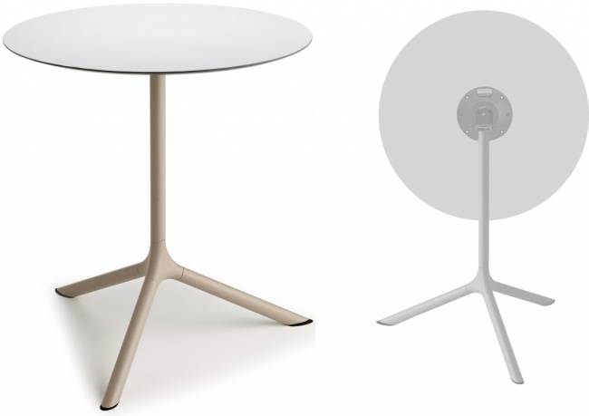 Стол ламинированный обеденный складной Tripe Maxi Folding тортора, белый Ø800х740 мм