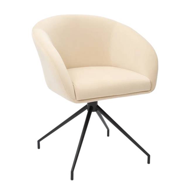 Кресло Лэсс бежевое, поворотное, черный металл