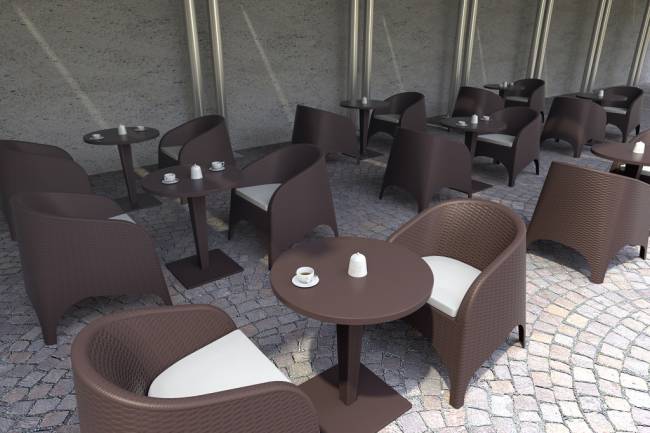 Кресло пластиковое плетеное с подушкой Aruba коричневый 740х750х800 мм