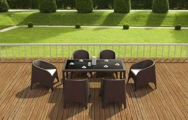 Кресло пластиковое плетеное с подушкой Aruba коричневый 740х750х800 мм