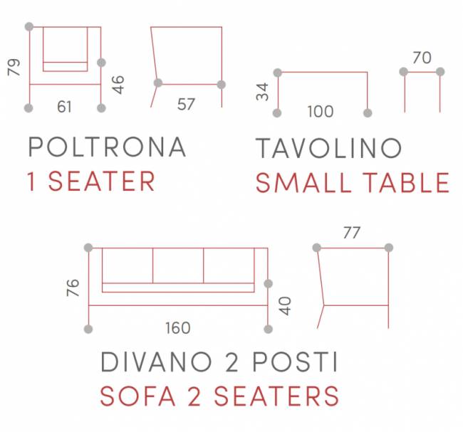Комплект лаунж мебели Panama черный, тортора