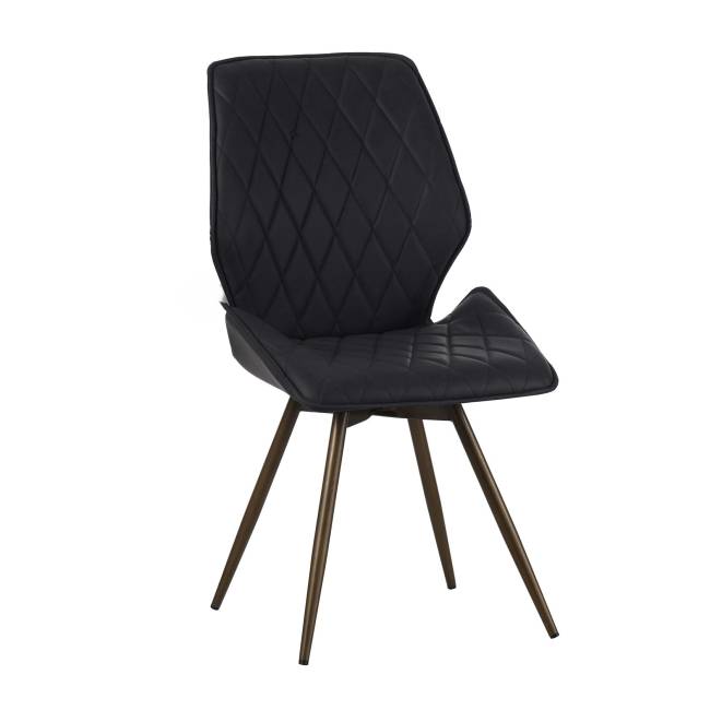 Стул Liam c поворотно-возвратным механизмом, черная экокожа/бронза