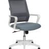 Кресло офисное / Бит LB / белый пластик /  серая сетка / темно серая ткань