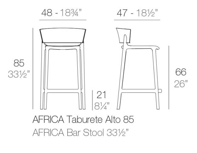 Стул пластиковый полубарный Africa Basic глиняный 480x470x845 мм
