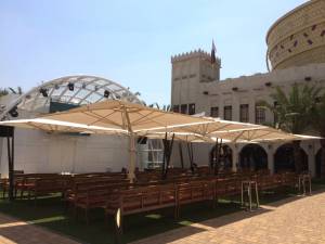 Зонт профессиональный четырехкупольный 6х6 м Alu Poker Starwhite белый, слоновая кость 6000х6000 мм