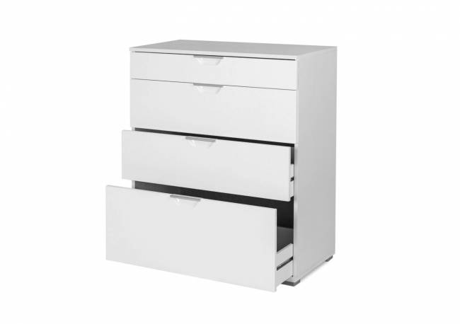 Комод Лайн-1 (Фасады МДФ) белый/белый глянец