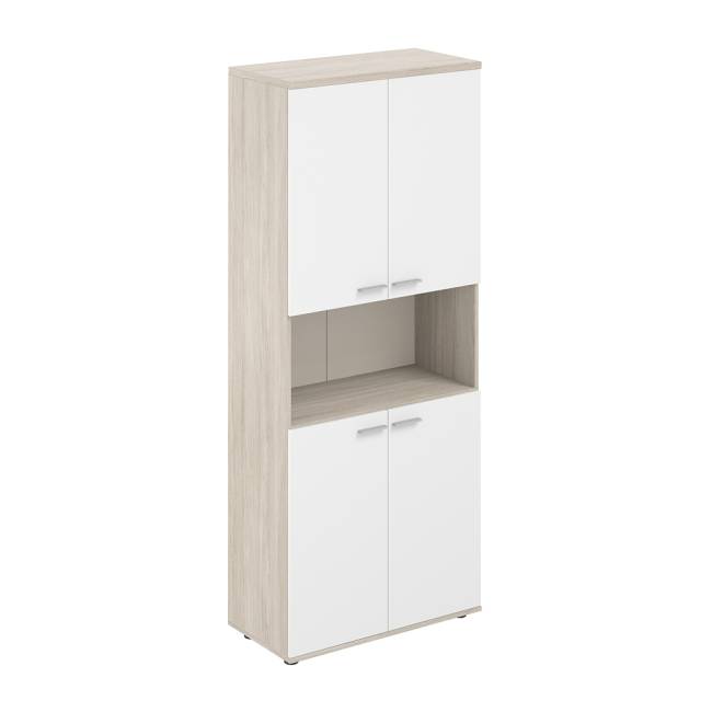 SG.841.OL.WH.WH / Шкаф высокий с нишей 800х400х1955, 4-х дв, з.ст HDF / корпус: дуб светлый; фасады: белый