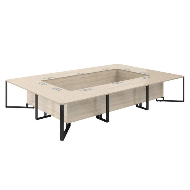 SP.0108.AR.AR.AN / Стол переговорный 4200х2800х750 / столешница:акация равелло, подстолье:акация равелло, металлокаркас:антрацит, лючок:серый