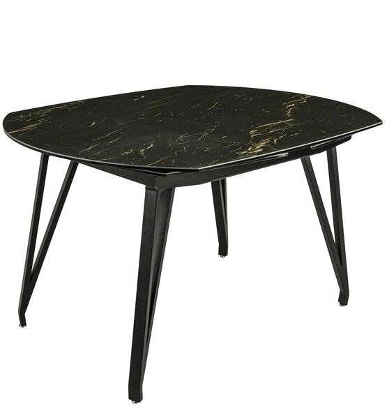 Стол обеденный, MK-7511-BL, керамический, 100х130(190)х75 см, Черный мрамор