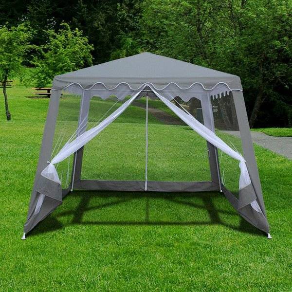 Садовый тент шатер с москитной сеткой-3x3x2.4m серый