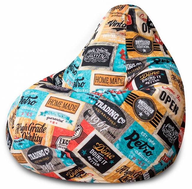 Кресло-мешок XL жаккард, разноцветный (лейбл)