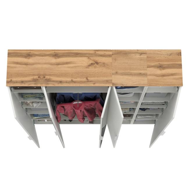 Набор шкафов для компактной прихожей Октава № 2 цвет белый шагрень/дуб крафт золотой